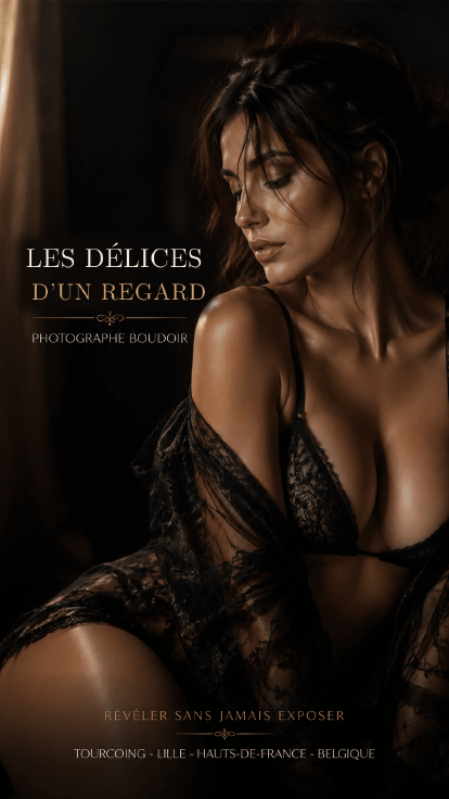Femme en lingerie noire - photographe boudoir à Tourcoing et Lille